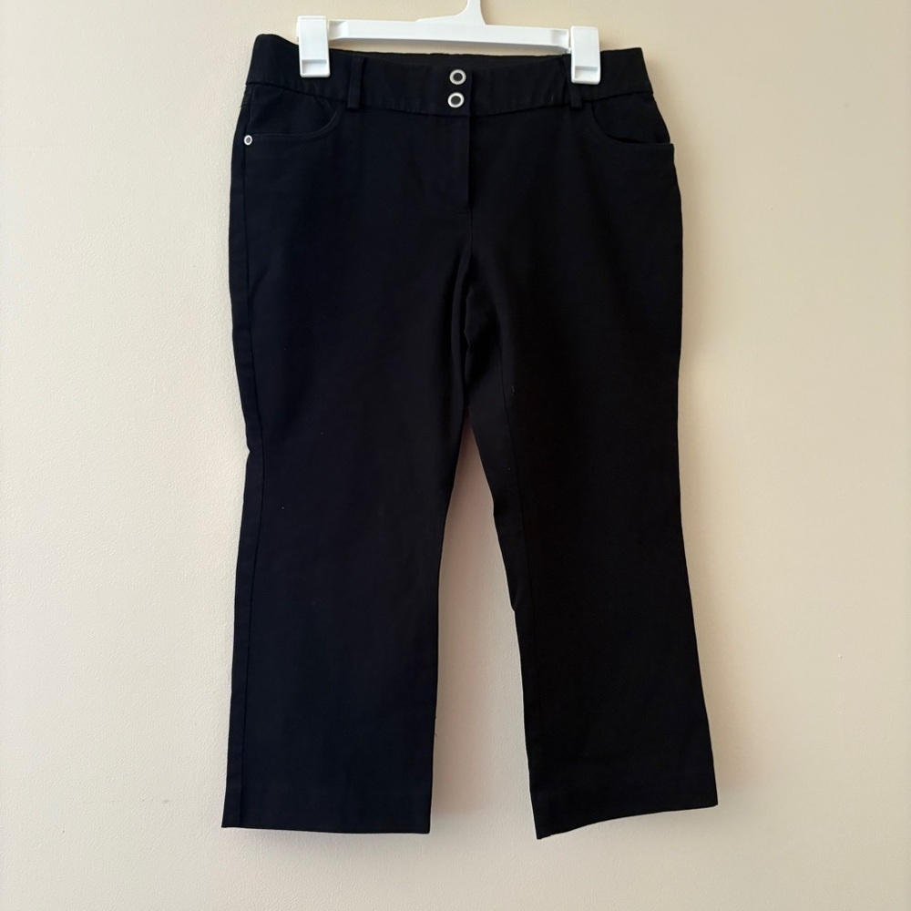 Alfani Petite Black Cropped Dress Pants 8P Stretch Work Trousers